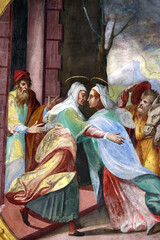 Fresco in Madonna del Sasso pilgrimage church. The Visitation is the visit of Mary with Elizabeth as recorded in the Gospel of Luke.    24.12.2015