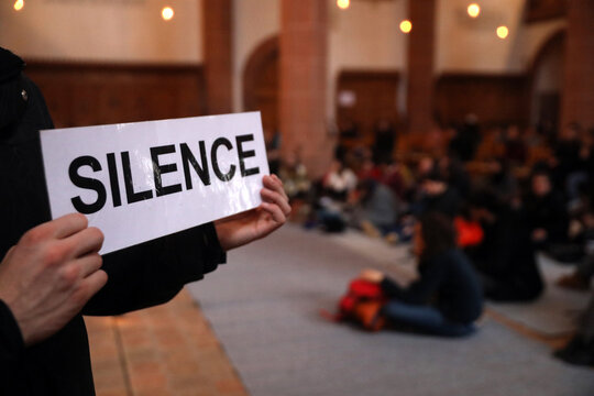Leonhardskirche.   European Youth meeting of Taize in Basel.  Silence.  Switzerland.  26.05.2018