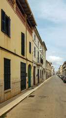 narrow street in Sa pobla, majorca, spain