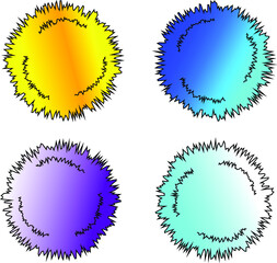 multicolored fuzzy circles, POM-poms for cheerleading
