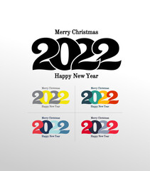 Creative trend concept of 2022 Happy New Year logo. Design templates with typography logo 2022 for celebration and season decoration. Minimalistic trendy set for branding, card, banner, cover.