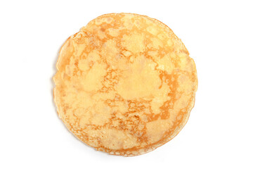 Thin pancake isolated on white background