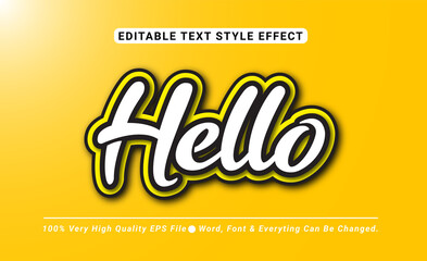 3D Hello With Yellow Color Text Effect, Editable Text Effect