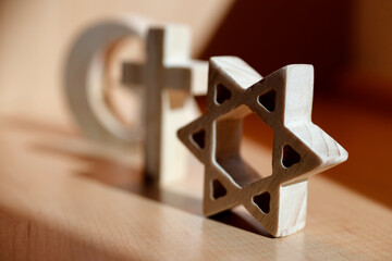 Christianity, Islam, Judaism  3  monotheistic religions. Jewish  Star, Cross and Crescent : ...