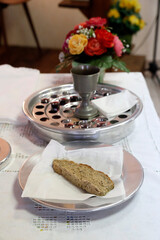 Eglise Protestante EvangŽlique Libre de Cluses.  Culte. Table de communion.  France.  22.03.2018