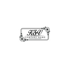 Letter KV Beautiful handwriting logo