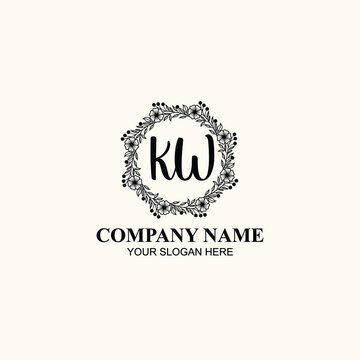 Letter KW Beautiful handwriting logo