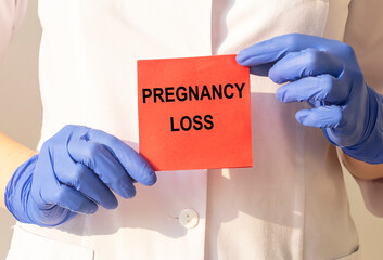 Pregnancuy loss concept, inscription. Miscarriage word