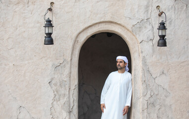 Naklejka premium arab man in historic Dubai