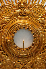 The Blessed Sacrament in a monstrance. Eucharist adoration.   25.02.2017