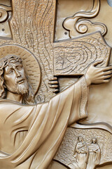 Way of the cross. Station 8. Jesus meets the women of Jerusalem.  Basilica of Our Lady of La Vang.  La Vang. Vietnam.  25.02.2017