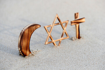 Christianity, Islam, Judaism  3  monotheistic religions. Jewish  Star, Cross and Crescent : ...