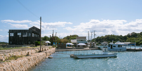 Fototapeta premium Port of Inujima Island in Seto Inland Sea, Japan 犬島の港 瀬戸内海 アートの島