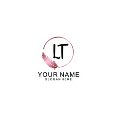 Letter LT Beautiful handwriting logo