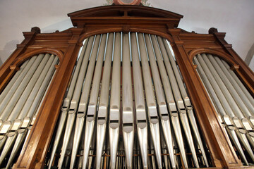 Saint Gervais baroque church.  Pipe organ. France. 31.10.2015