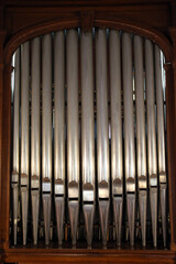 Saint Gervais baroque church.  Pipe organ. France. 31.10.2015