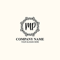 Letter MP Beautiful handwriting logo