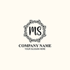 Letter MS Beautiful handwriting logo