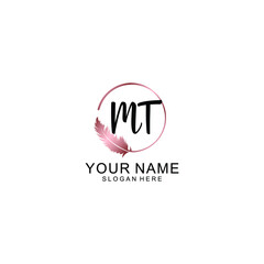 Letter MT Beautiful handwriting logo