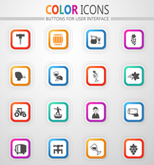 Vineyard and Wine icons set