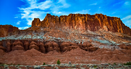 Fototapeta na wymiar Layered geological formations of red rocks in Canyonlands National Park is in Utah near Moab.