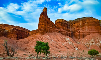 Layered geological formations of red rocks in Canyonlands National Park is in Utah near Moab.