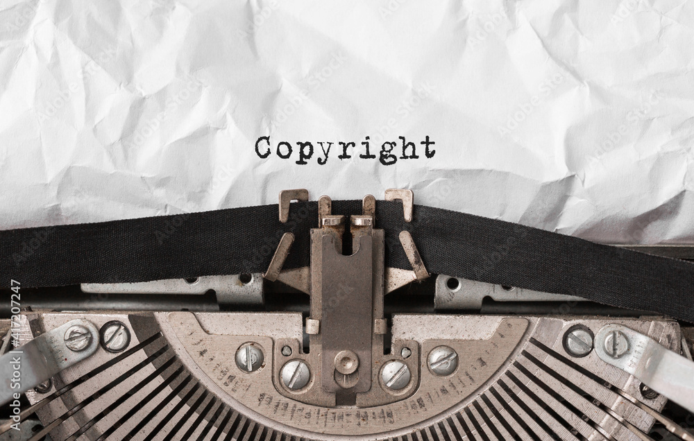 Poster text copyright typed on retro typewriter