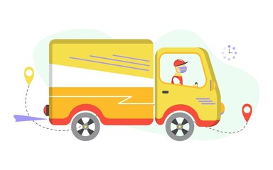 Fototapeta premium Delivery vector illustration with flat cartoon style.