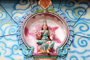 Mariamman hindu temple. Hindu Goddess. Tirumagai.  Ho Chi Minh City.  Vietnam.  31.01.2019