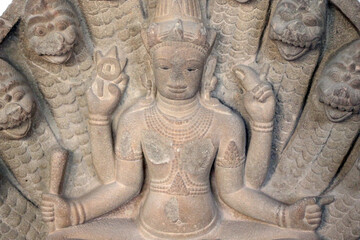 Fototapeta na wymiar Museum of Cham Sculpture. God Vishnu. Danang. Vietnam. 31.01.2019