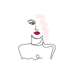 Continuous one line drawing a woman. Abstract woman. Beauty Concept. Vector illustration. Minimal style. Sketch
