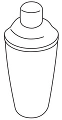 Hand-drawn doodle cartoon style vector image. Cobbler French Shaker bar accessory. For bar menu, bartender website design, cocktail making process illustration, alcohol cookbook decoration etc