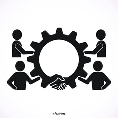 Teamwork icon gear simple vector illustration