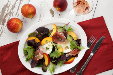Prosciutto Peach Salad With Fresh Mozzarella