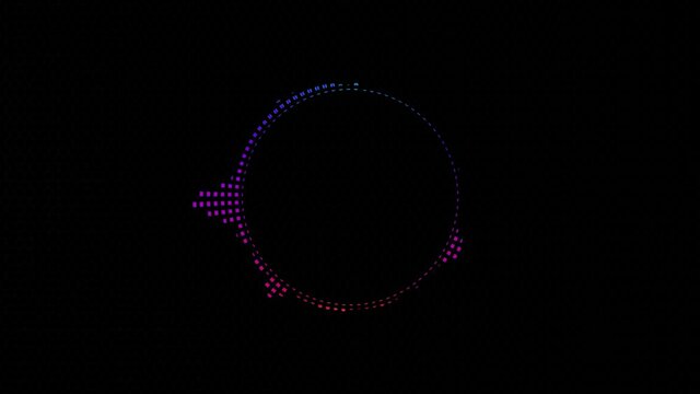 Audio wave. Round waveform on dark background. Animation audio frequency monitor sound wave. Audio waveform equalizer on black background loop animation footage.