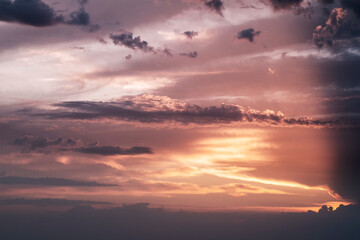 Wonderful orange sunset over the sea. Beautiful landscape.