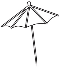 Hand-drawn doodle cartoon style vector image. Umbrella bar decoration accessory. For bar menu, bartender website design, cocktail making process illustration, alcohol cookbook decoration etc