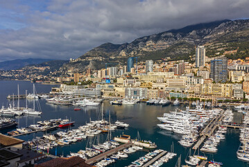 Yacht marina in Monaco sea port, Monaco and Monte Carlo principality.