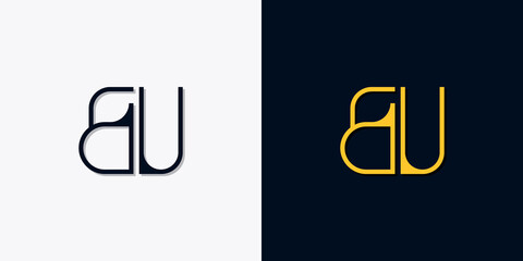 Minimalist abstract initial letters BU logo - obrazy, fototapety, plakaty