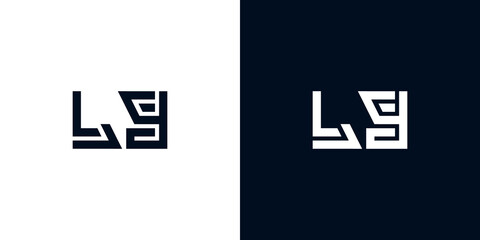 Minimal creative initial letters LY logo.