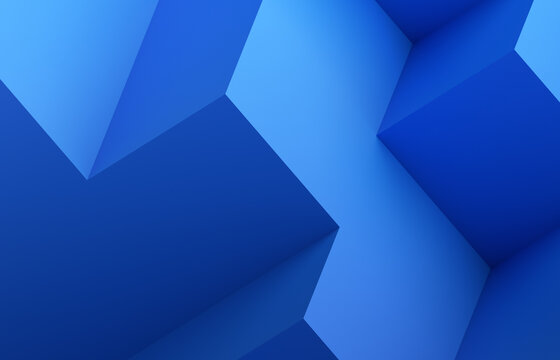 Fototapeta Abstract 3d render, blue geometric background design with cubes