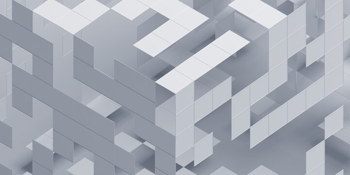 Abstract 3d render, white geometric background design