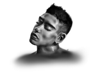 black and white portrait of a person