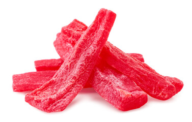 Heap of dry papaya sticks on a white background. Isolated