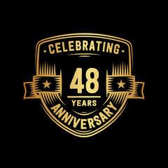 48 years anniversary celebration shield design template. Vector and illustration.