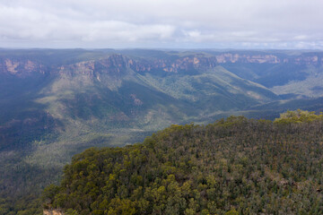 Aerial view of the Grose Valley in The Blue Mountains in Australia