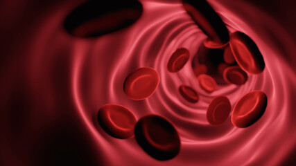 Healthy red blood cells as 3d illustration