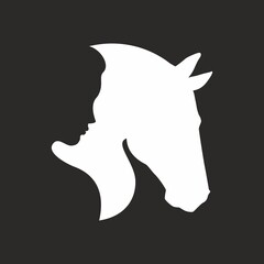 Silhouette of a girl and a horse