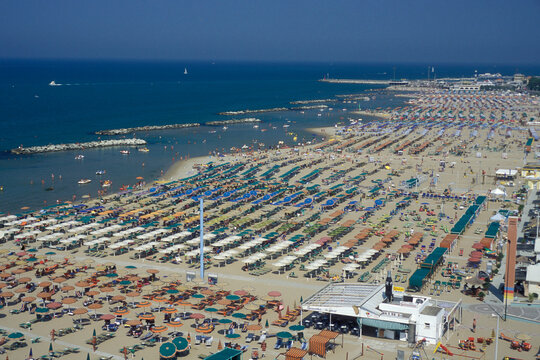 ITALY EMILIA ROMAGNA RIMINI BEACH PARASOL