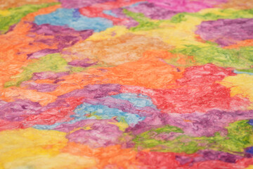multicolor amate paper manufactured by traditional method from the bark of the jonote tree in Mexico, selective focus